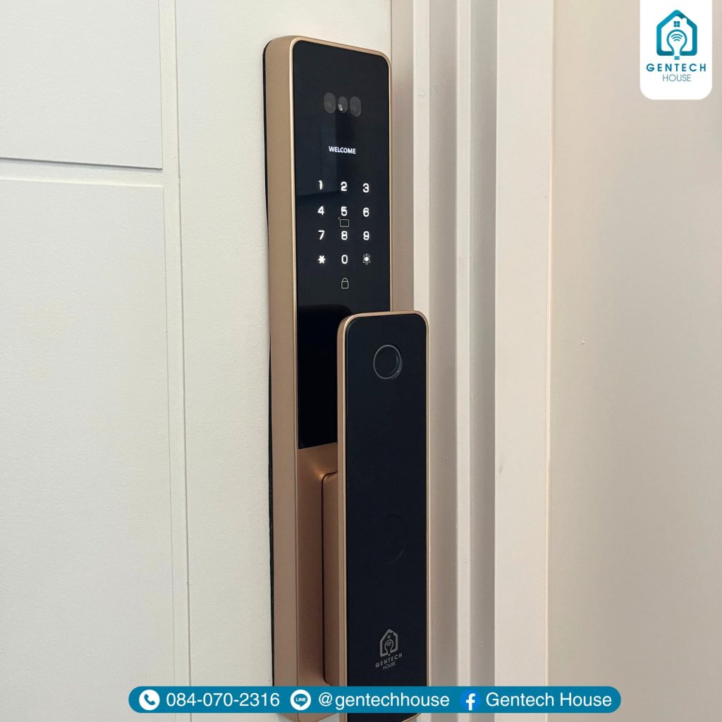 ผลงานการติดตั้ง Smart Lock | รุ่น Lux Palm 02 Pro | สี Rose Gold